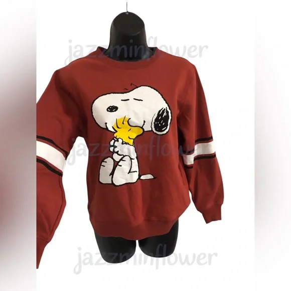 Dark red brick Snoopy and tweety graphic print sweatshirt XS brand new - Picture 4 of 8